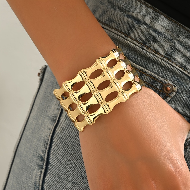 Exaggerated Openwork Statement Bangle for Women